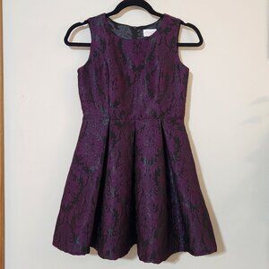 Children’s Place Girls 12 Black & Purple Floral Jacquard Special Occasion Dress